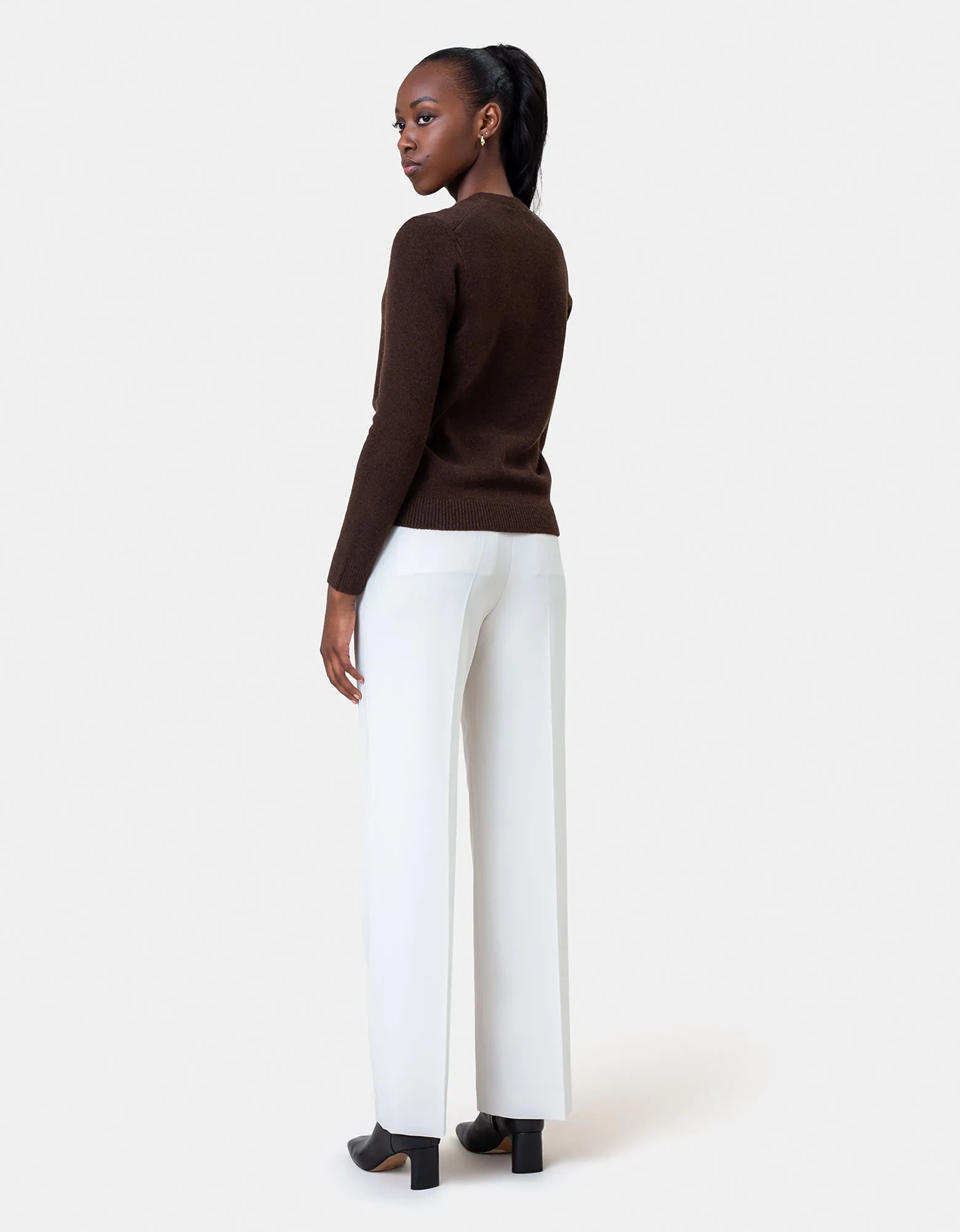 Women Classic Merino Wool Crew - Navy Blue