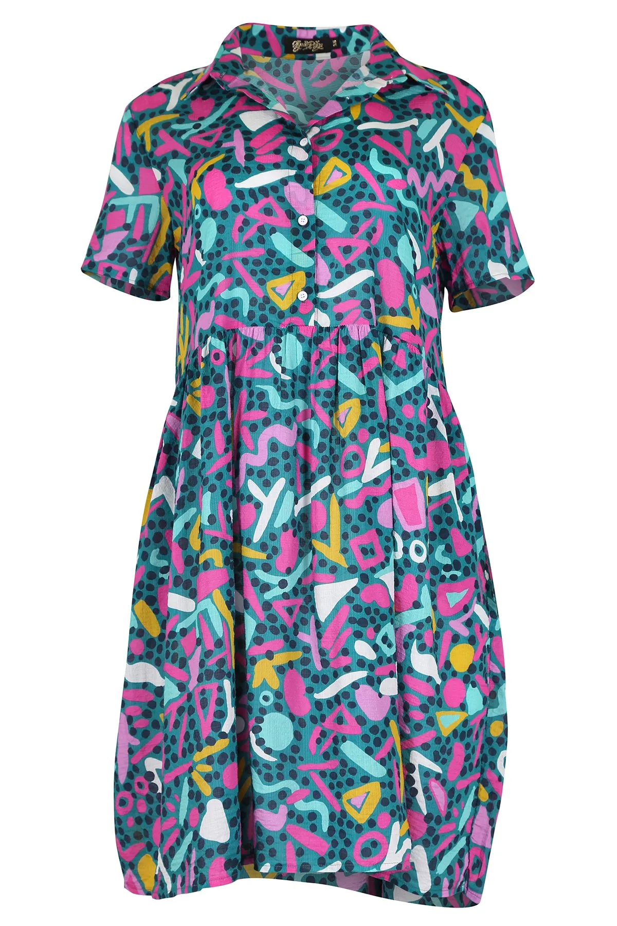 Wonderland Villa Dress Turquoise in Seersucker
